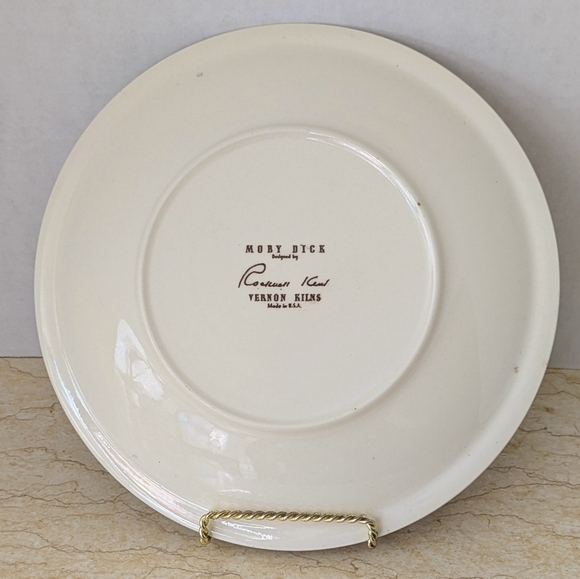 Vintage Vernon Kilns Rockwell Kent Brown Transferware Moby Dick Plate 10.5" - Picture 3 of 9